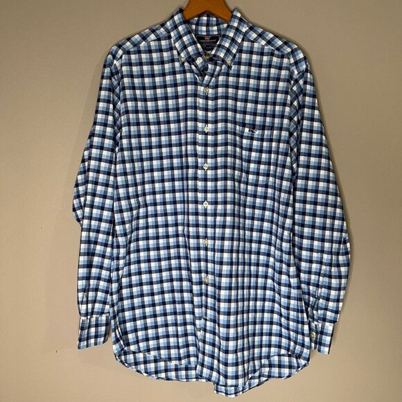 Vineyard Vines Performance Mens Plaid Button Down Tucker Shirt Size Large Nylon - Picture 1 of 4